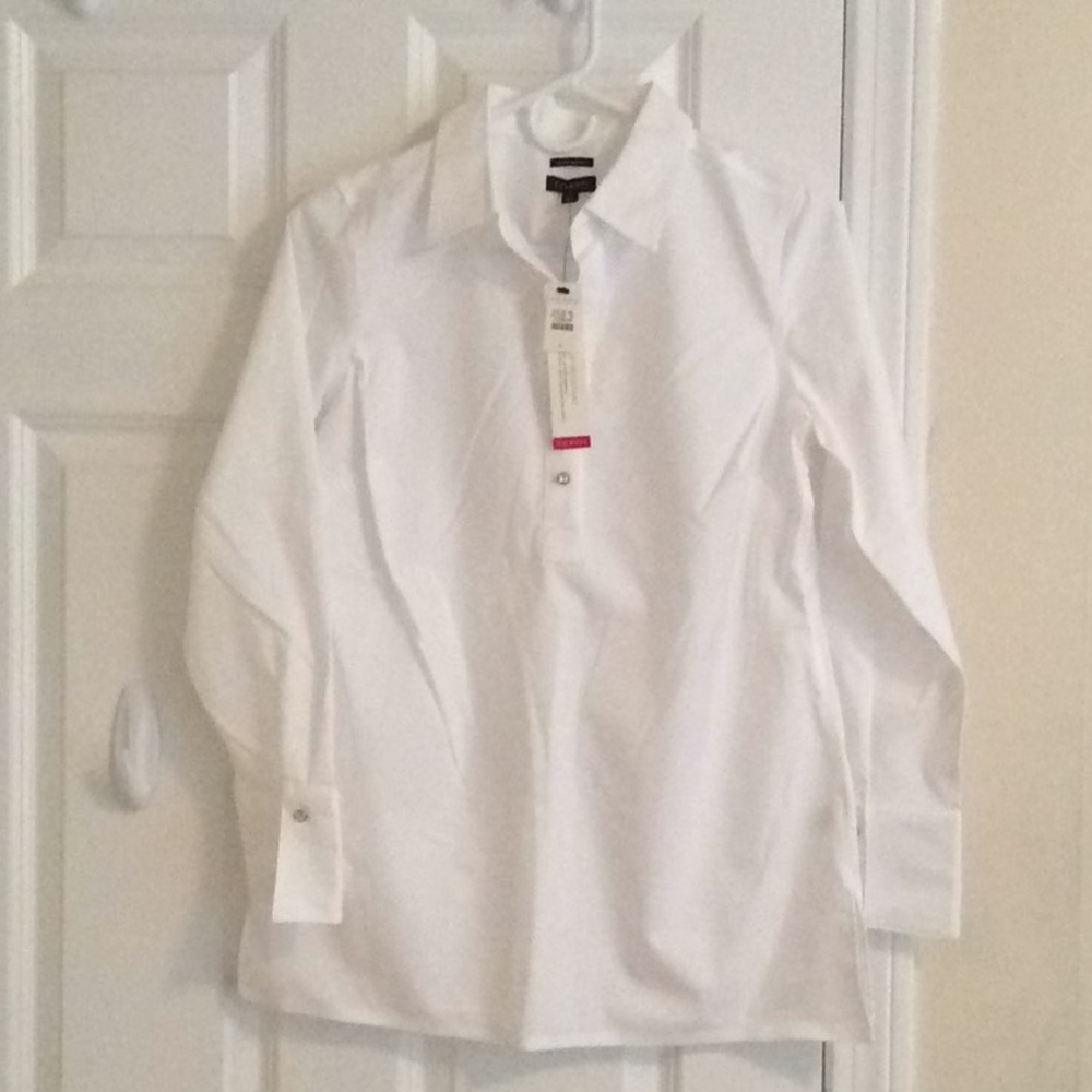 Talbots White Popover Top
